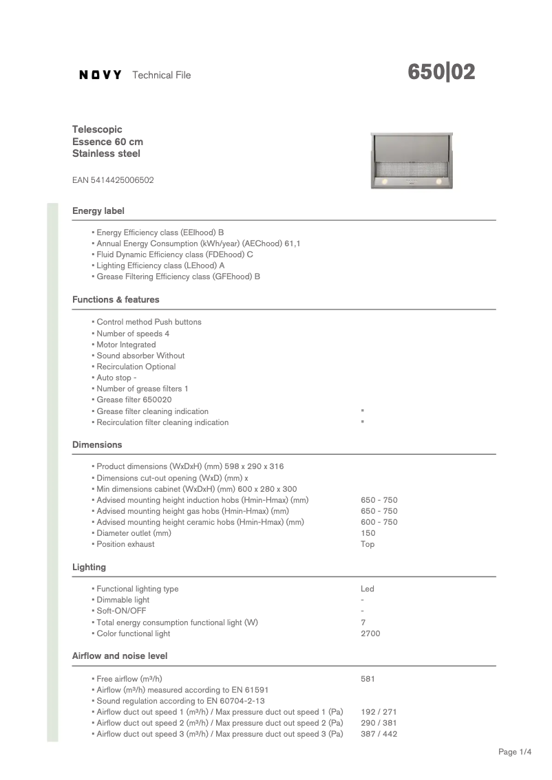 Image de la première page du manuel de l'appareil Telescopic Basic 650