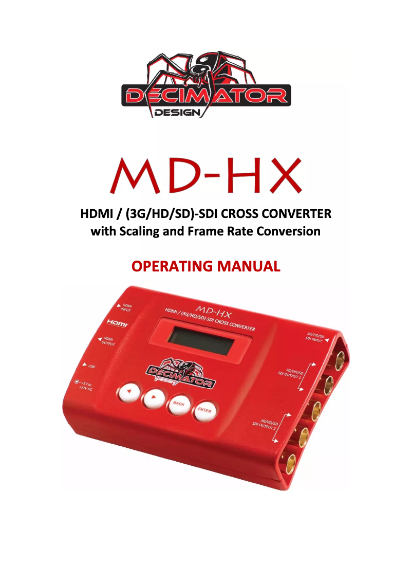 Page n°1 - Manuel utilisateur Decimator MD-HX