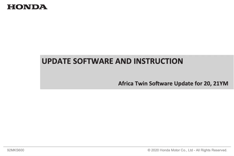 Image de la première page du manuel de l'appareil Africa Twin CRF1100 (2021)