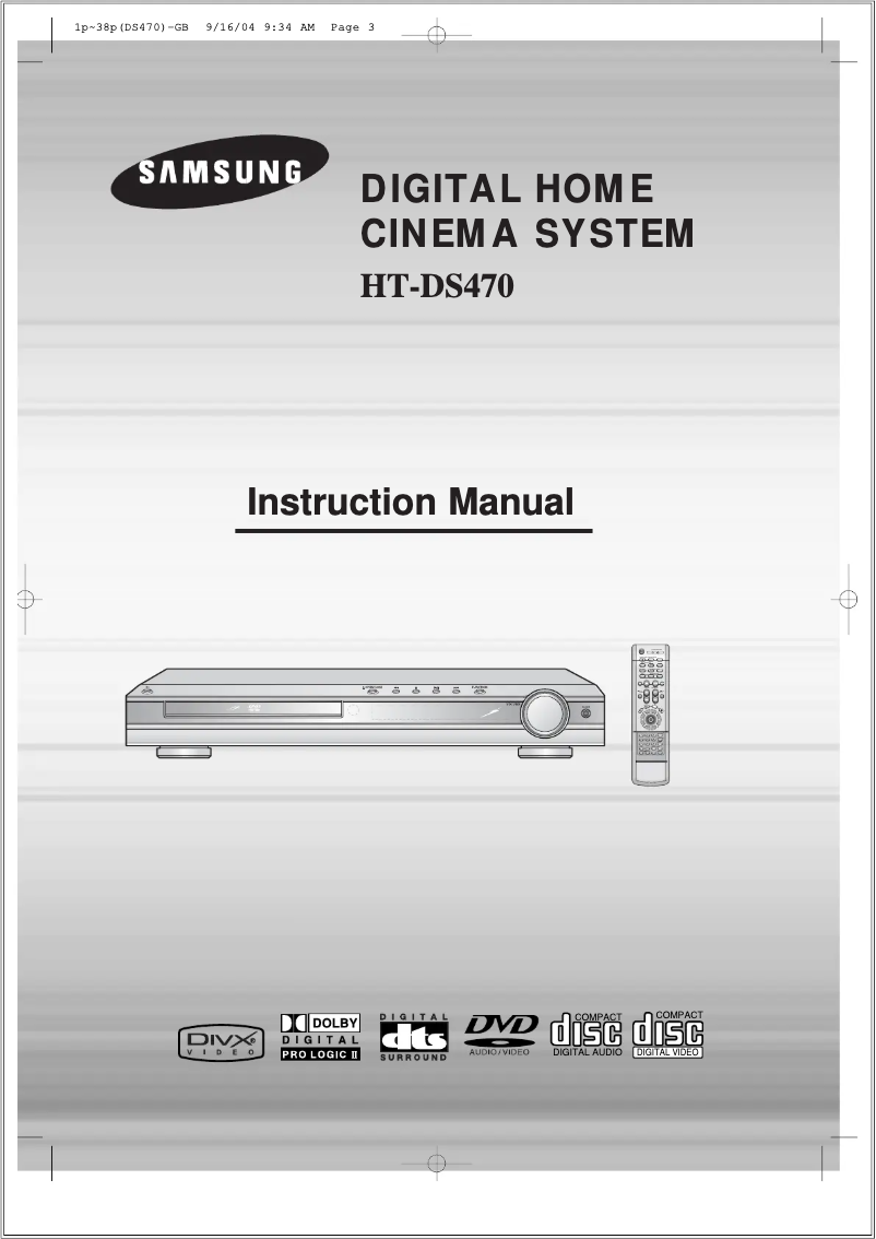 Page 1 de la notice Manuel utilisateur Samsung HT-DS470