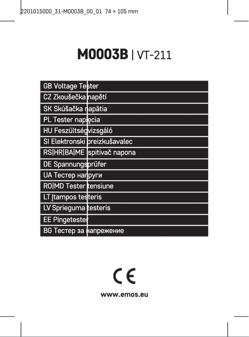 Page 1 de la notice Manuel utilisateur Emos M0003B