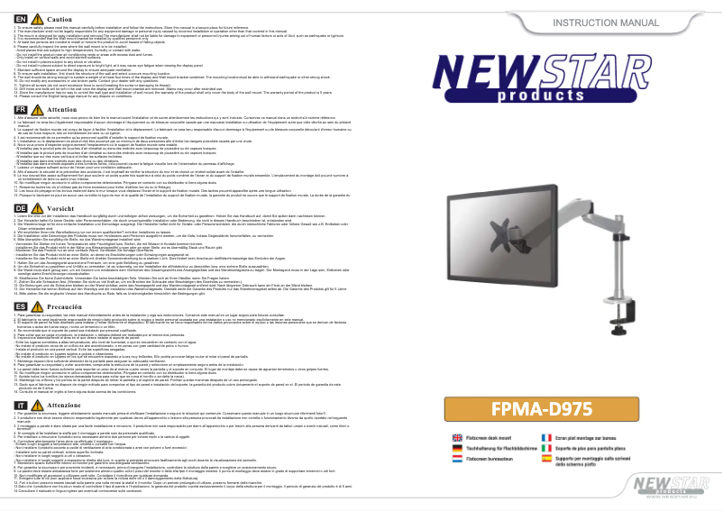Page n°1 - Manuel utilisateur Newstar FPMA-D975