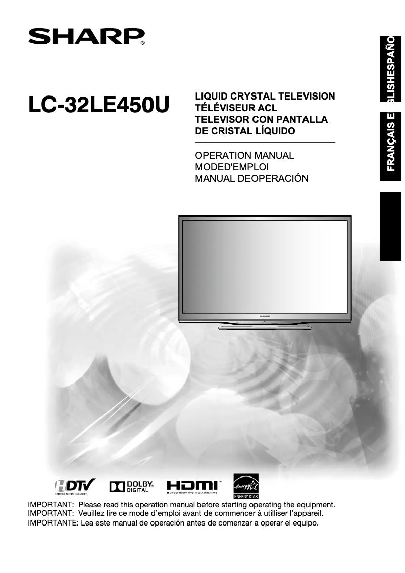 Image de la première page du manuel de l'appareil LC32LE450U