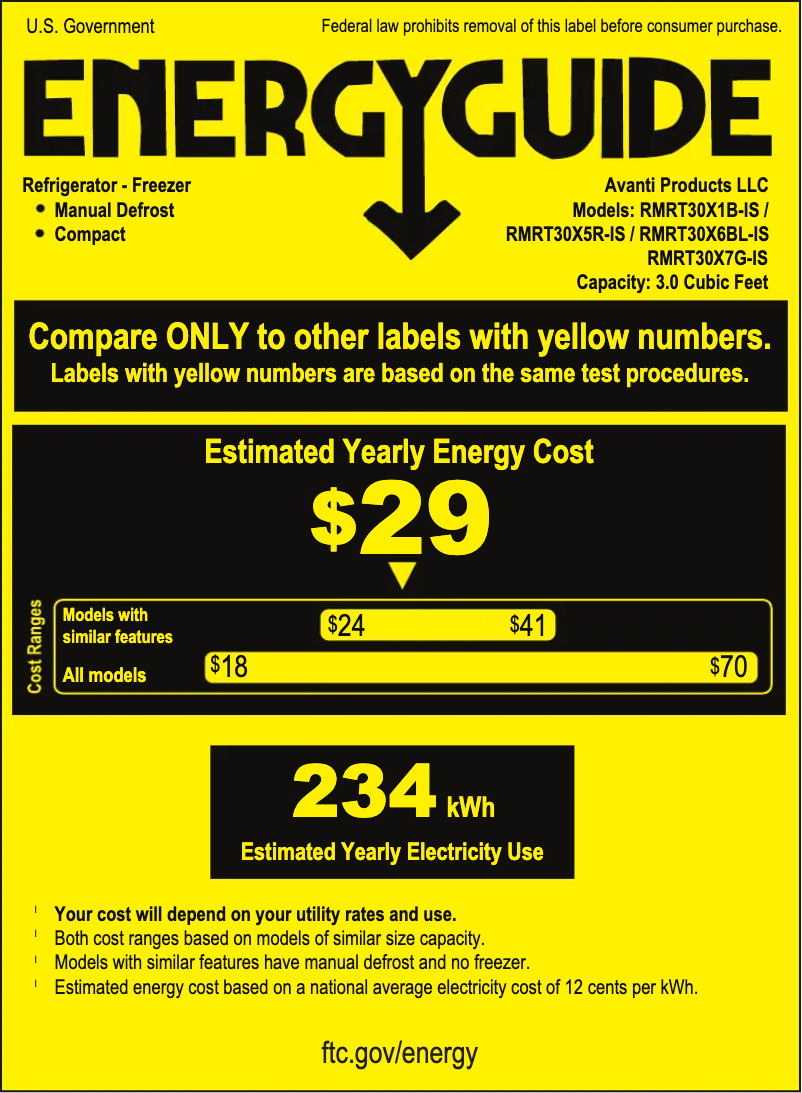 Page n°1 - Label énergétique Avanti RMRT30X1B-IS
