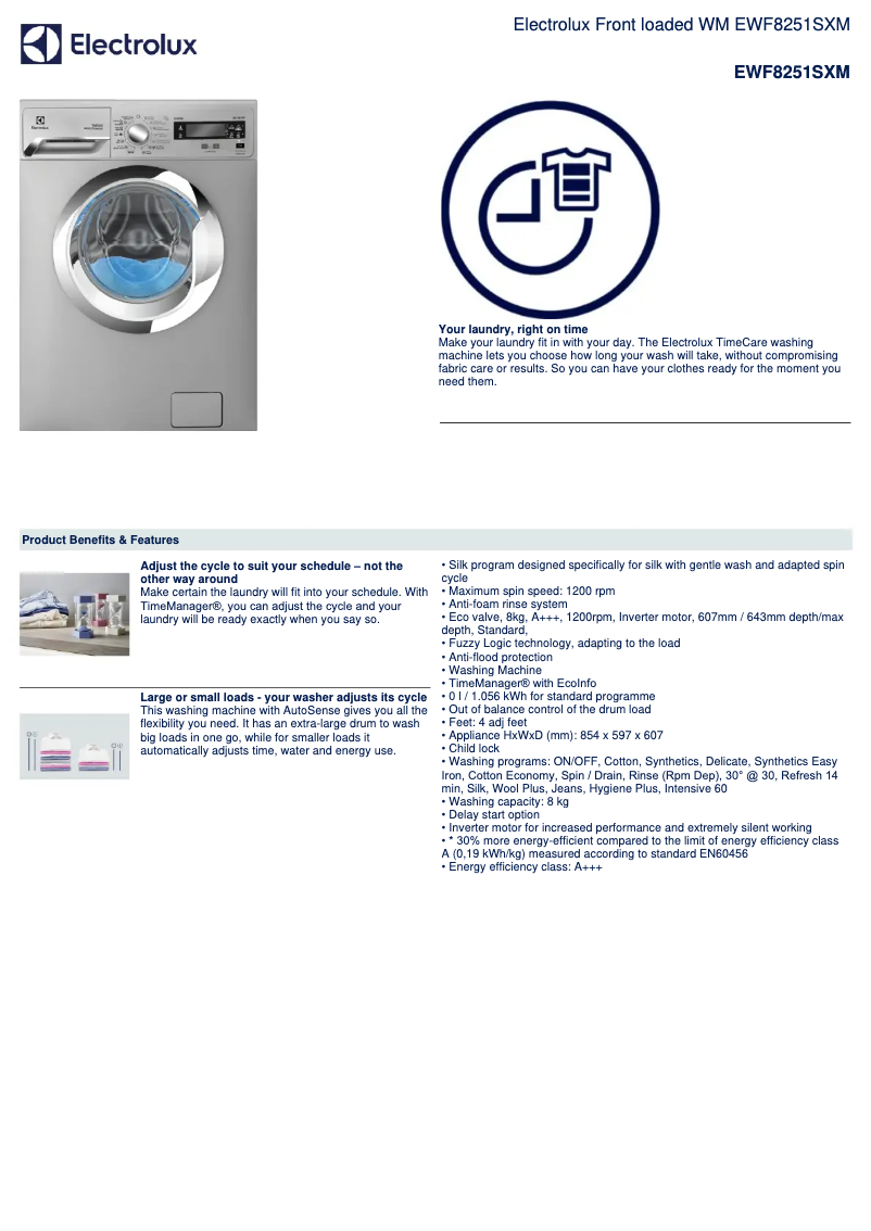 Page n°1 - Manuel utilisateur Electrolux EWF8251SXM