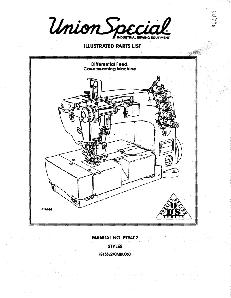 Page 1 de la notice Manuel utilisateur Union Special FS133E270MBU060