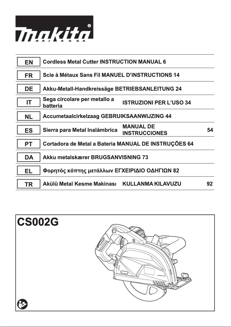 Page n°1 - Manuel utilisateur Makita CS002G