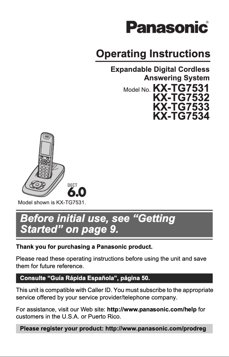 Página 1 del manual Manual de usuario Panasonic KX-TG7532B