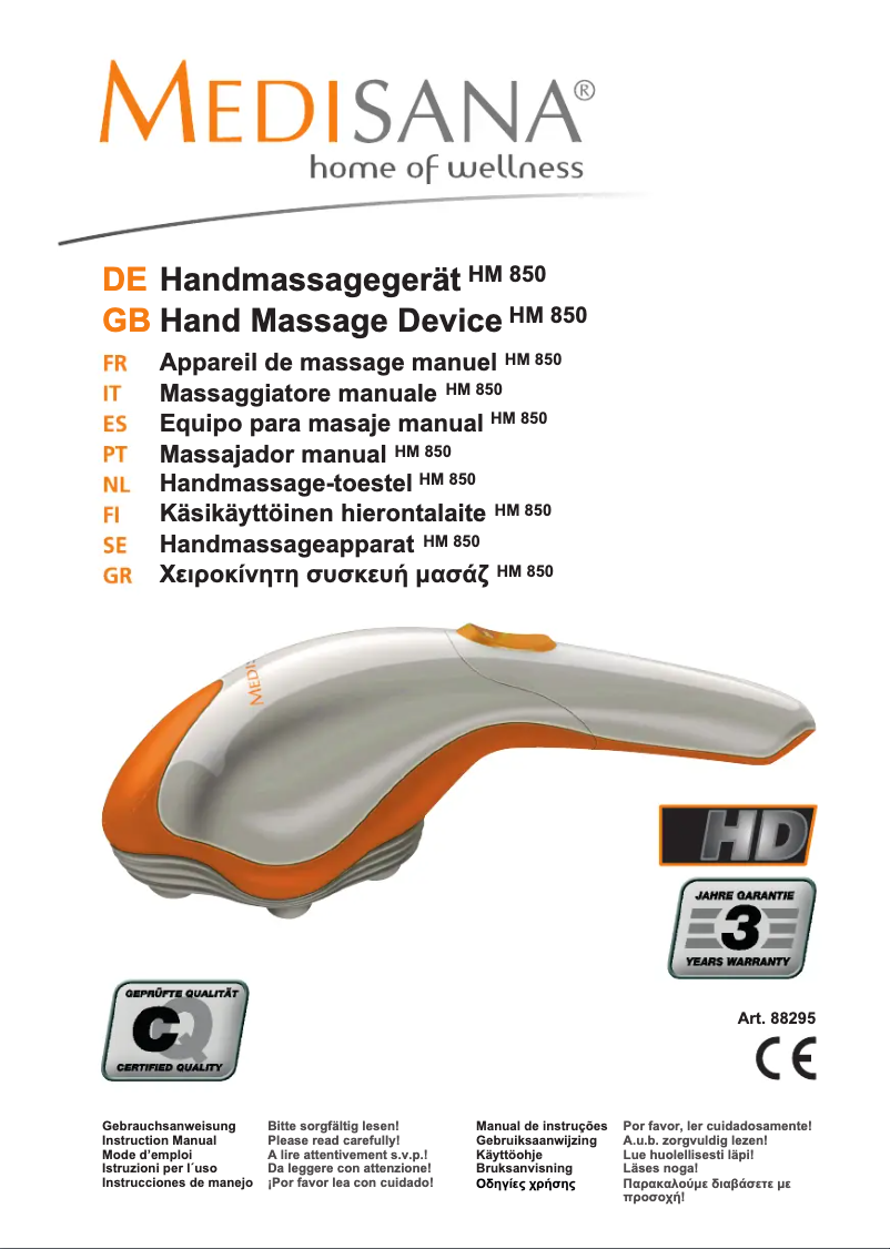 Page 1 de la notice Manuel utilisateur Medisana HM 850