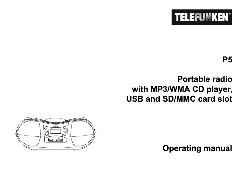 Page 1 de la notice Manuel utilisateur Telefunken P5