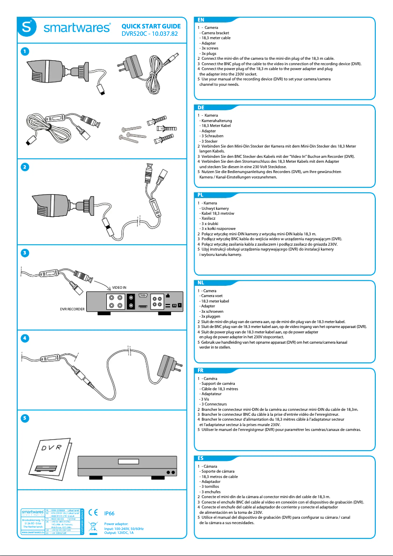 Page 1 de la notice Manuel utilisateur Smartwares DVR520C