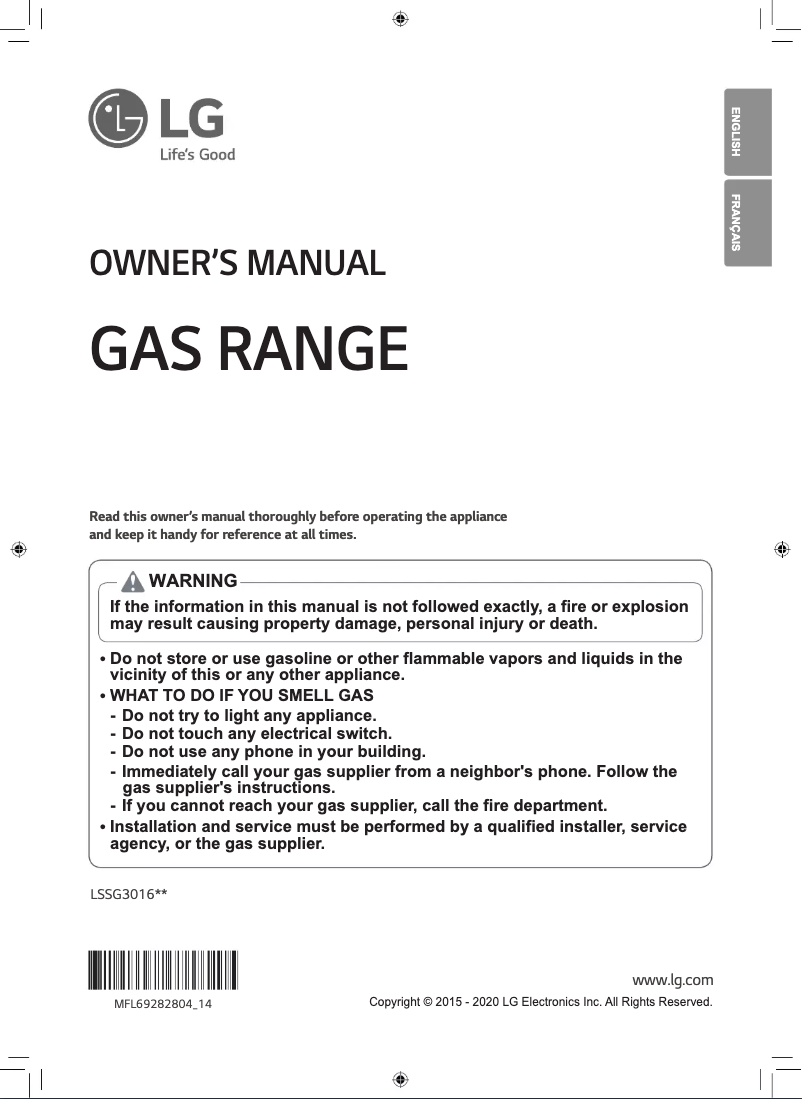 Página 1 del manual Manual de usuario LG LSSG3016ST