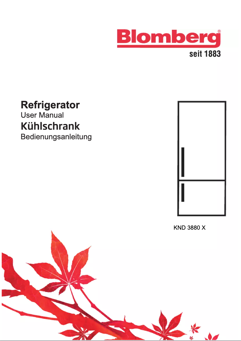 Page n°1 - Manuel utilisateur Blomberg KND 3880 X