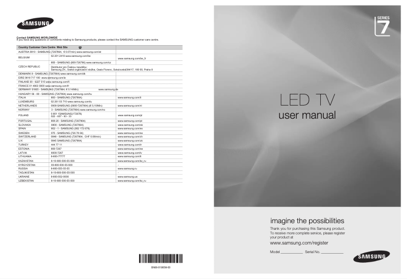 Image de la première page du manuel de l'appareil UE46B7070WW