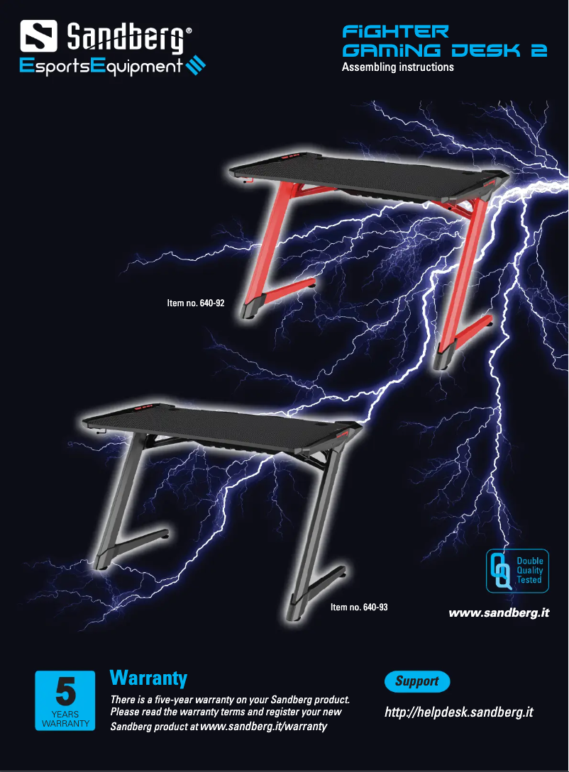 Page 1 de la notice Manuel utilisateur Sandberg Fighter Gaming Desk 2 134-27