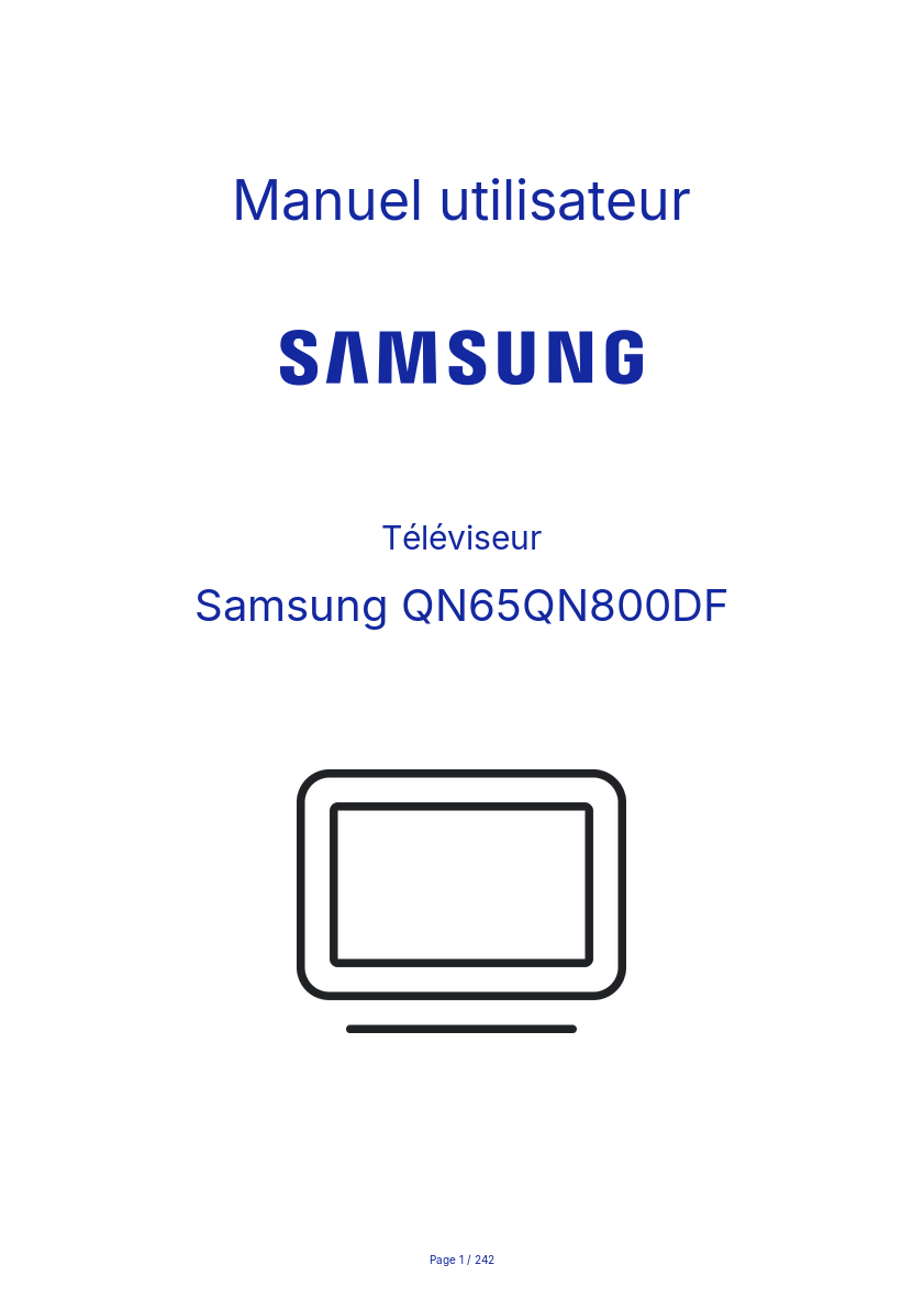 Page 1 de la notice Manuel utilisateur Samsung QN65QN800DF