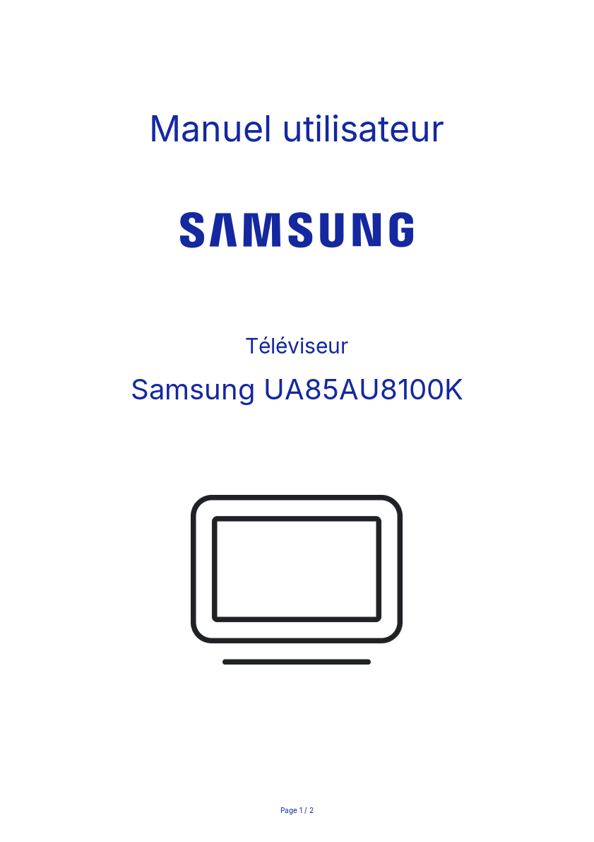 Image de la première page du manuel de l'appareil UA85AU8100K