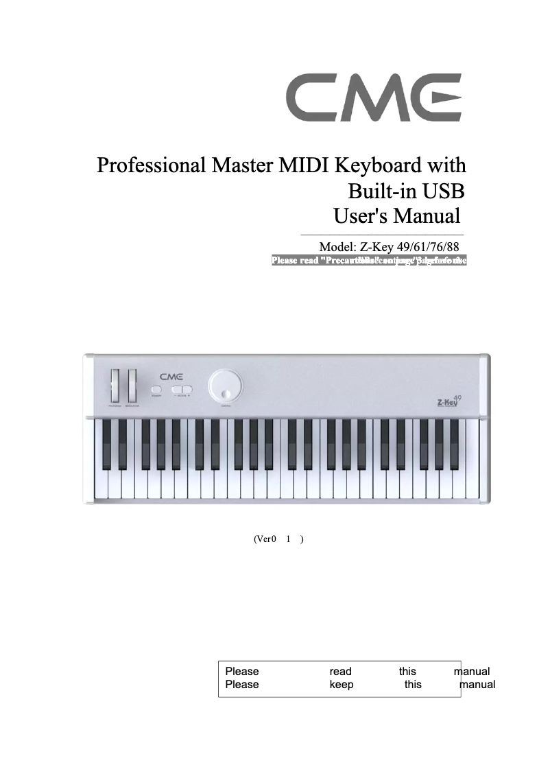 Page 1 of the manual User Manual CME Z-Key 61