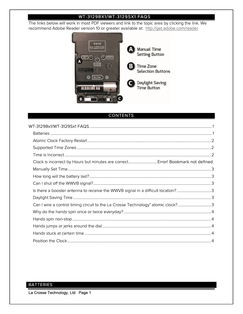 Page n°1 - Manuel utilisateur La Crosse Technology WT-3129SX1