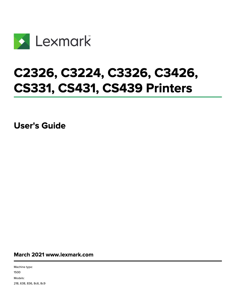 Page 1 de la notice Manuel utilisateur Lexmark C3426