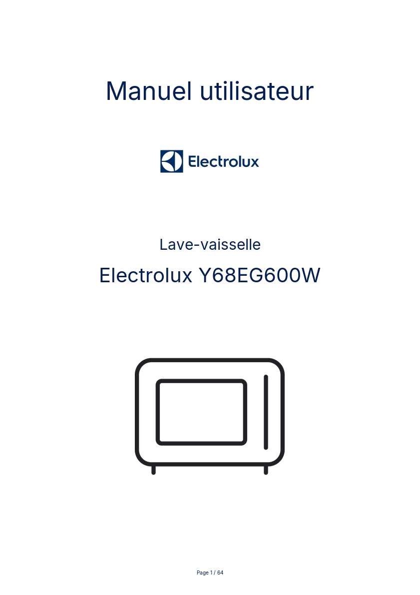 Image de la première page du manuel de l'appareil Y68EG600W