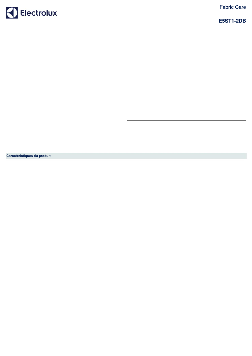 Page 1 de la notice Fiche technique Electrolux Care 500 E5ST1-2DB