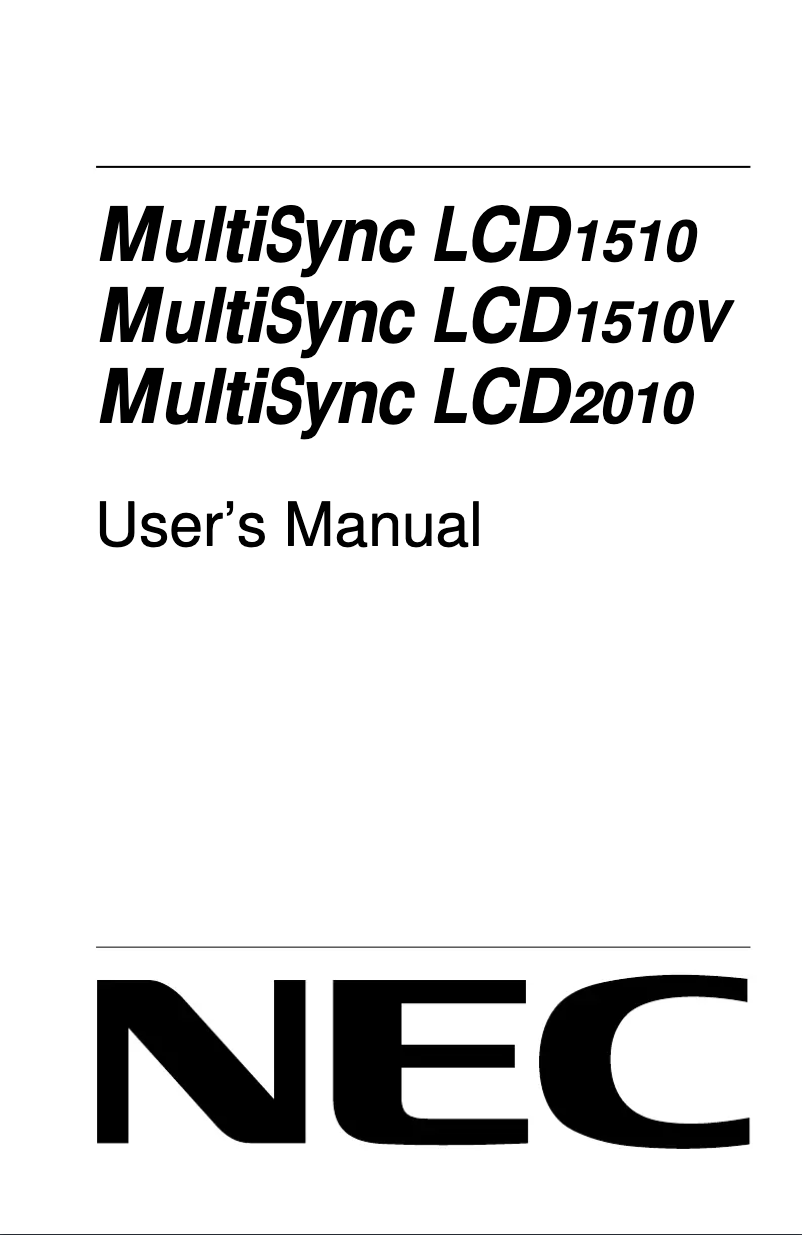 Página 1 del manual Manual de usuario NEC MultiSync LCD 2010