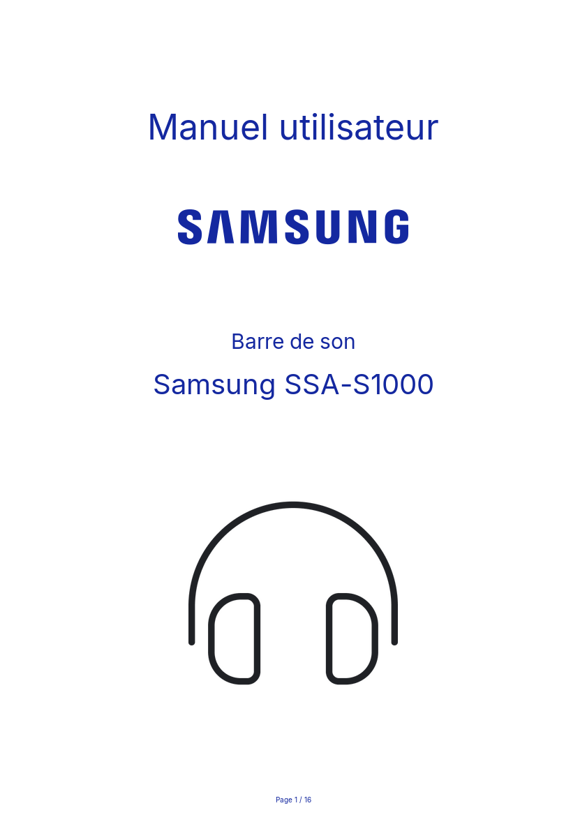 Page n°1 - Manuel utilisateur Samsung SSA-S1000