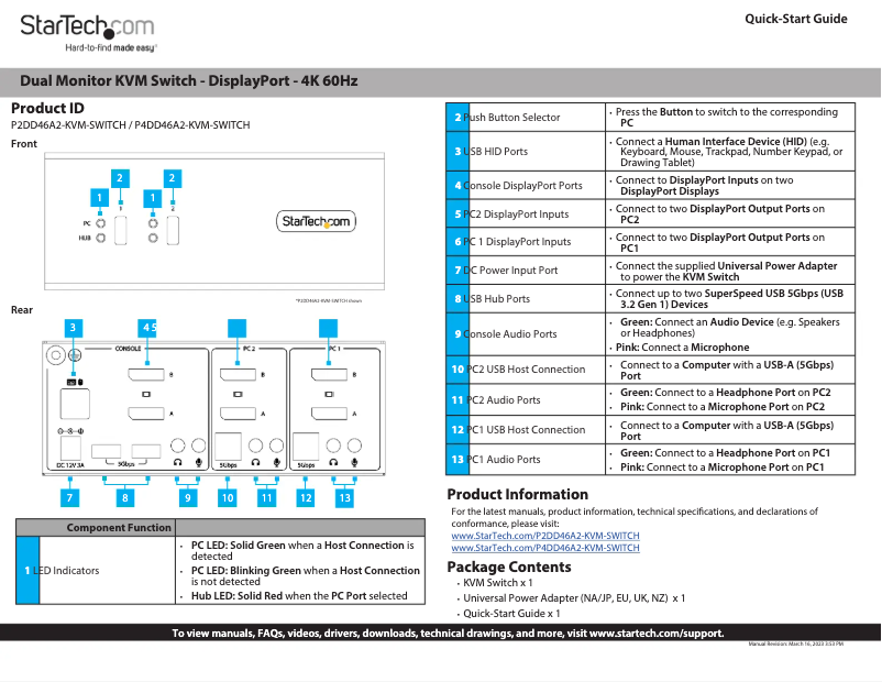 Page n°1 - Guide de démarrage rapide StarTech.com P4DD46A2-KVM-SWITCH