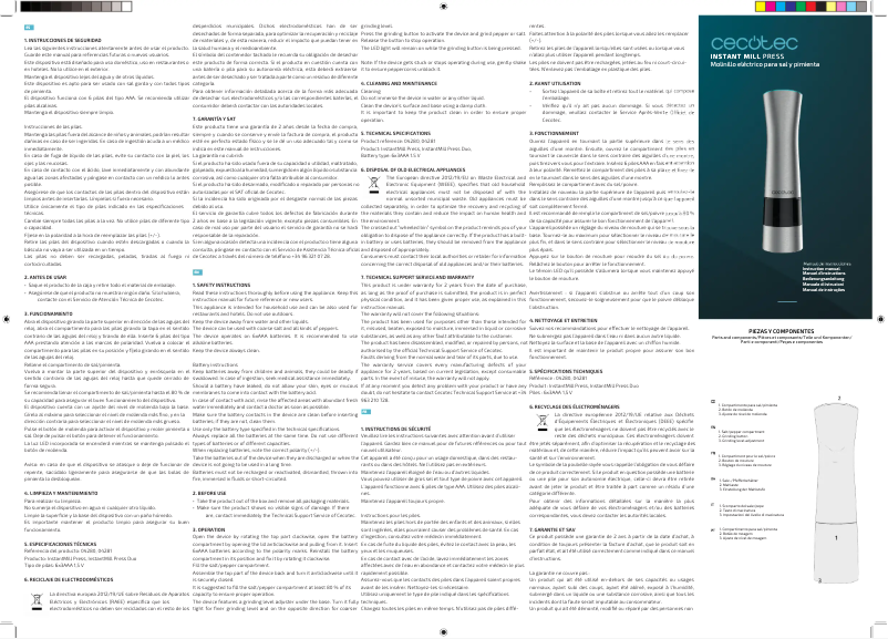 Page 1 de la notice Manuel utilisateur Cecotec InstantMill Press Duo