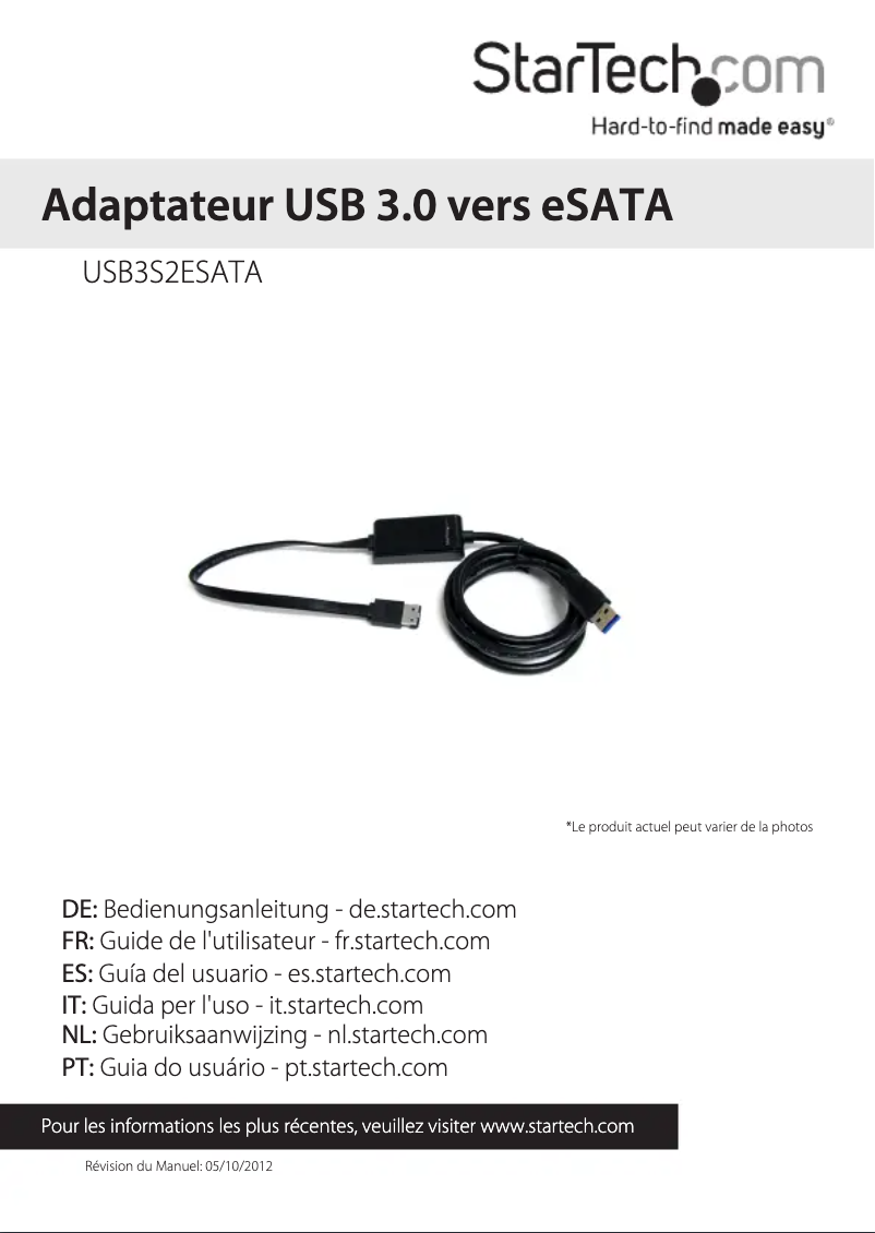 Image de la première page du manuel de l'appareil USB3S2ESATA