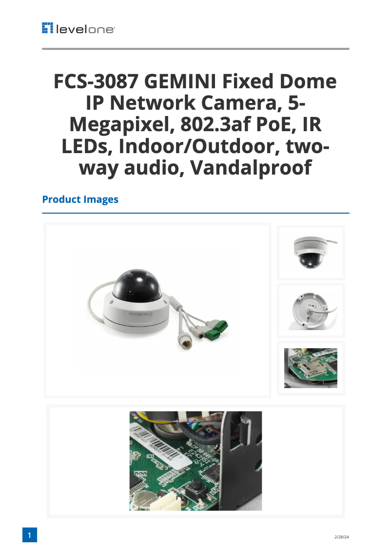 Page n°1 - Fiche technique LevelOne FCS-3087