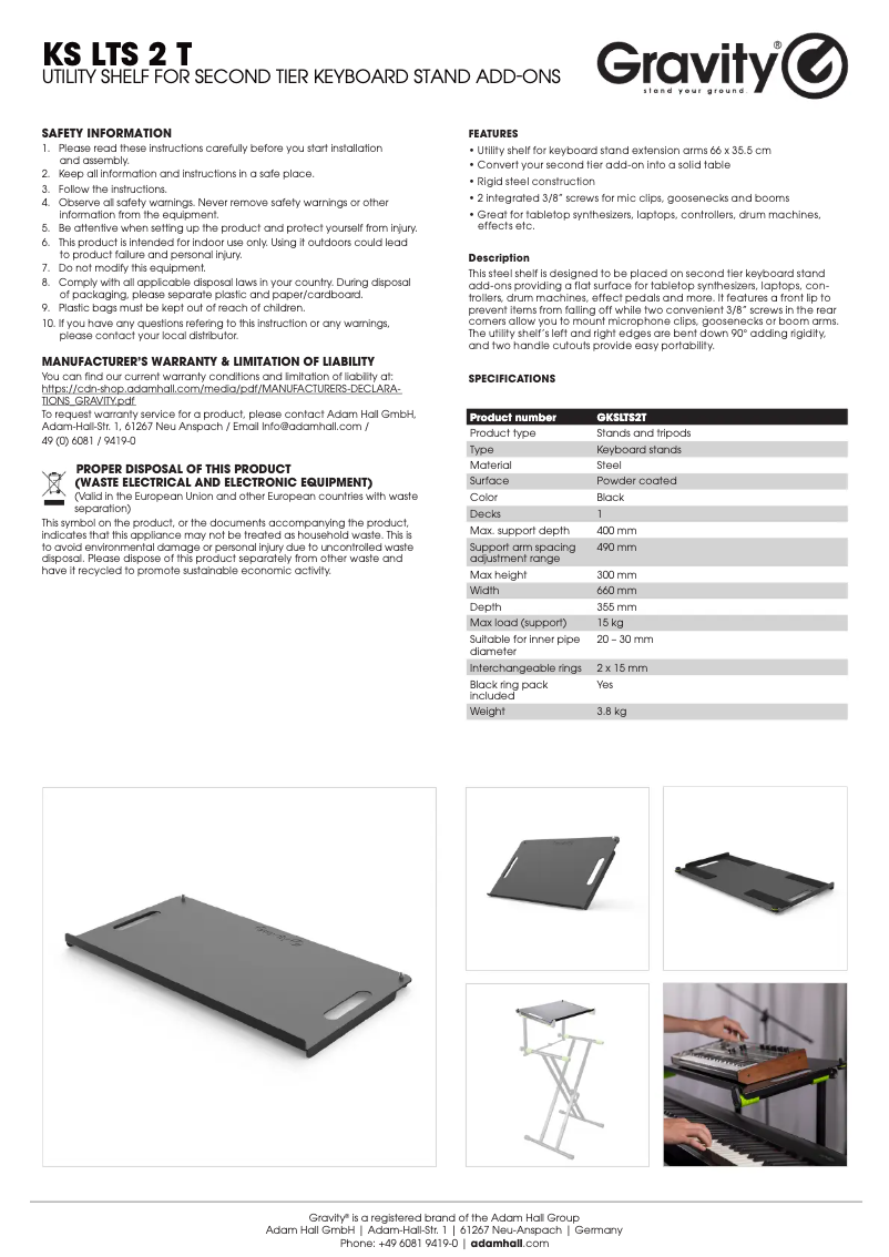 Page n°1 - Manuel utilisateur Gravity KS LTS 2 T