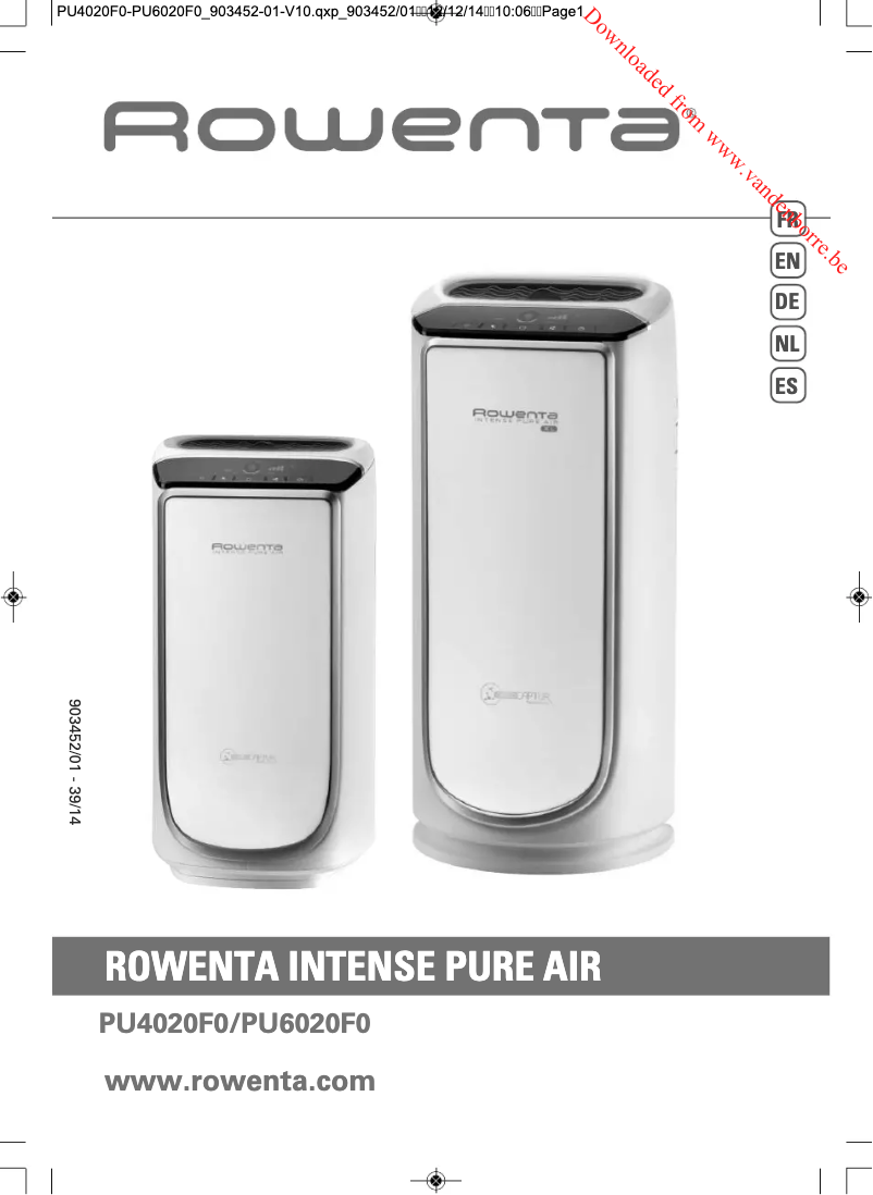 Image de la première page du manuel de l'appareil Intense Pure Air PU4020