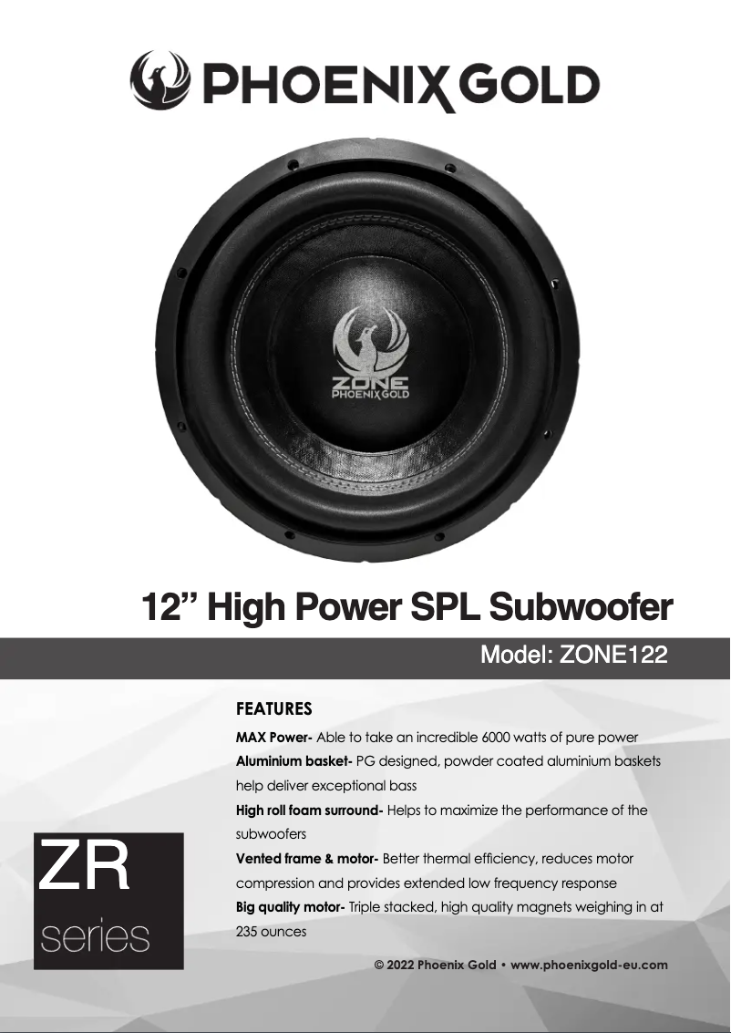 Page 1 de la notice Manuel utilisateur Phoenix Gold ZONE122