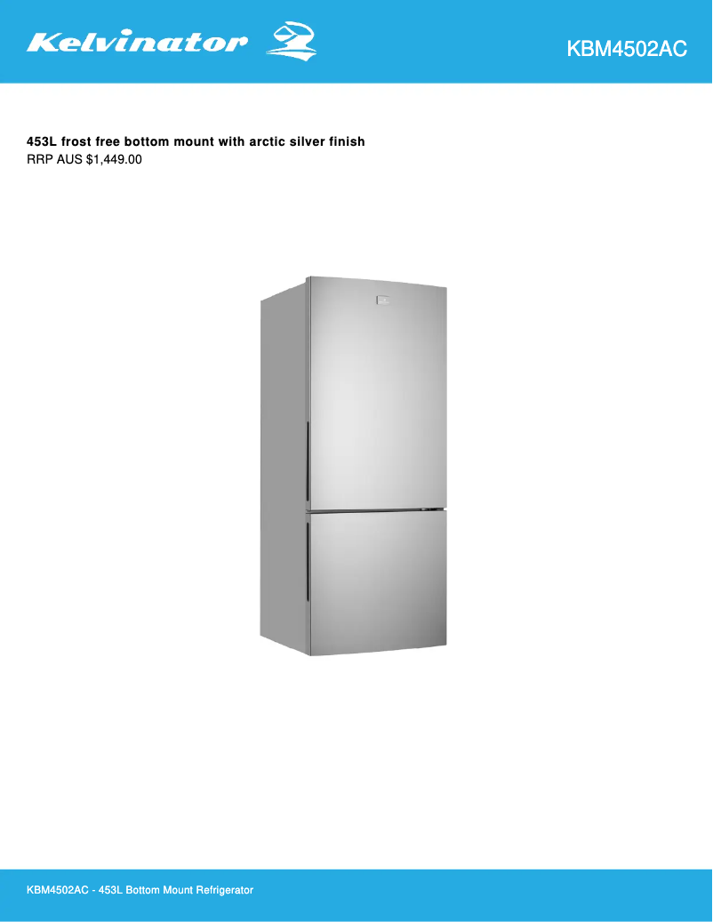 Page 1 de la notice Fiche technique Kelvinator KBM4502AC