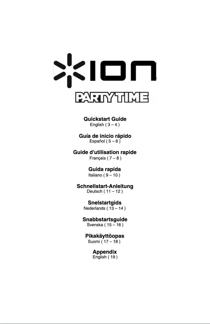 Page n°1 - Manuel utilisateur ION Party Time
