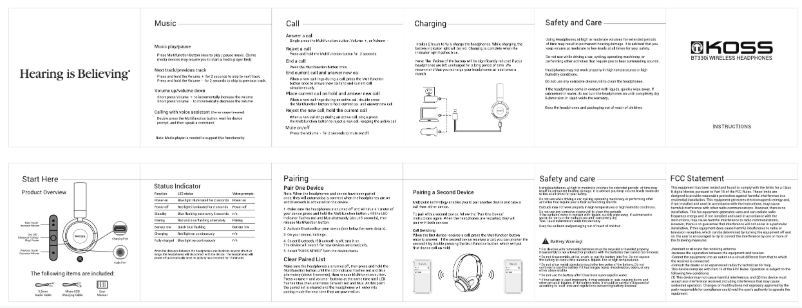 Page 1 de la notice Manuel utilisateur Koss BT330i