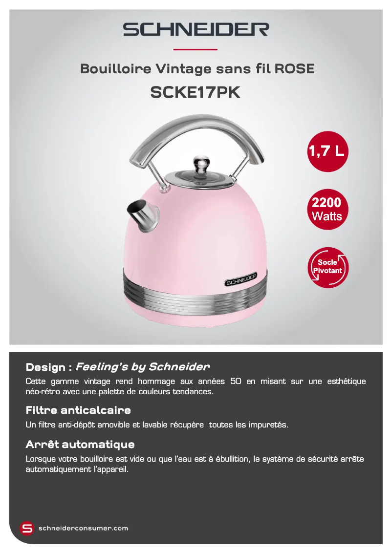 Page 1 de la notice Fiche technique Schneider SCKE17P