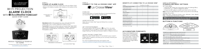 Page 1 de la notice Manuel utilisateur La Crosse Technology C82929-UK