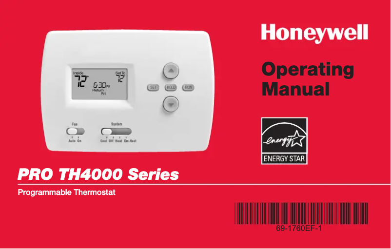 Page n°1 - Manuel utilisateur Honeywell TH4000