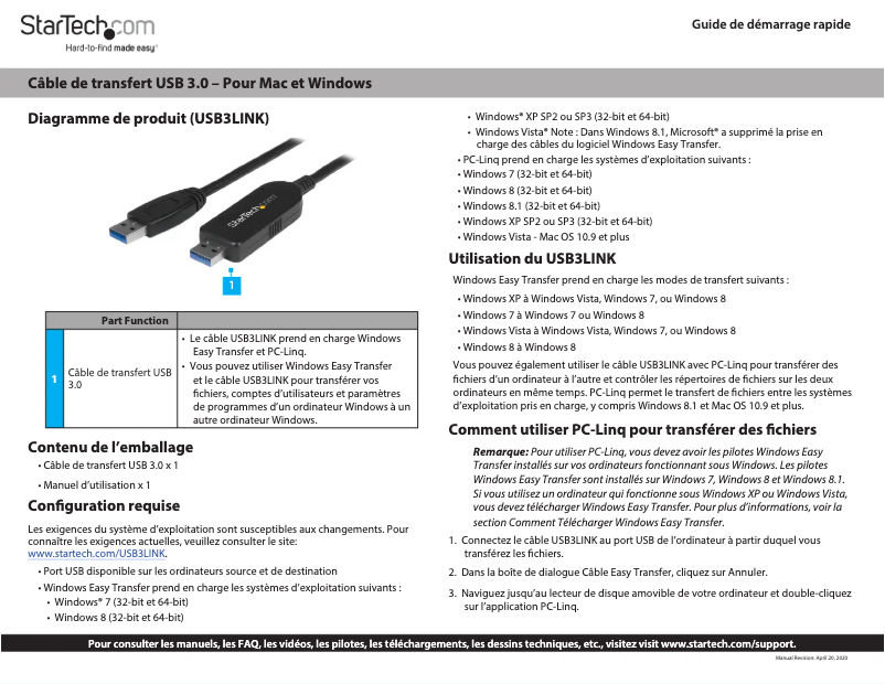 Image de la première page du manuel de l'appareil USB3LINK