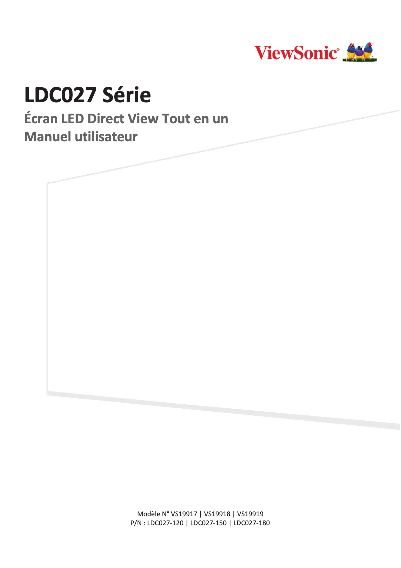 Page 1 de la notice Manuel utilisateur Viewsonic LDC027-120