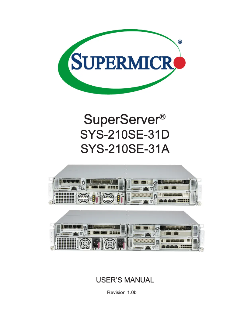 Page 1 de la notice Manuel utilisateur Supermicro SuperServer SYS-210SE-31D