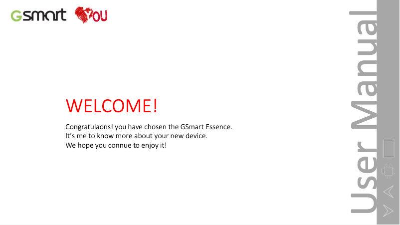 Page n°1 - Manuel utilisateur GSmart Essence