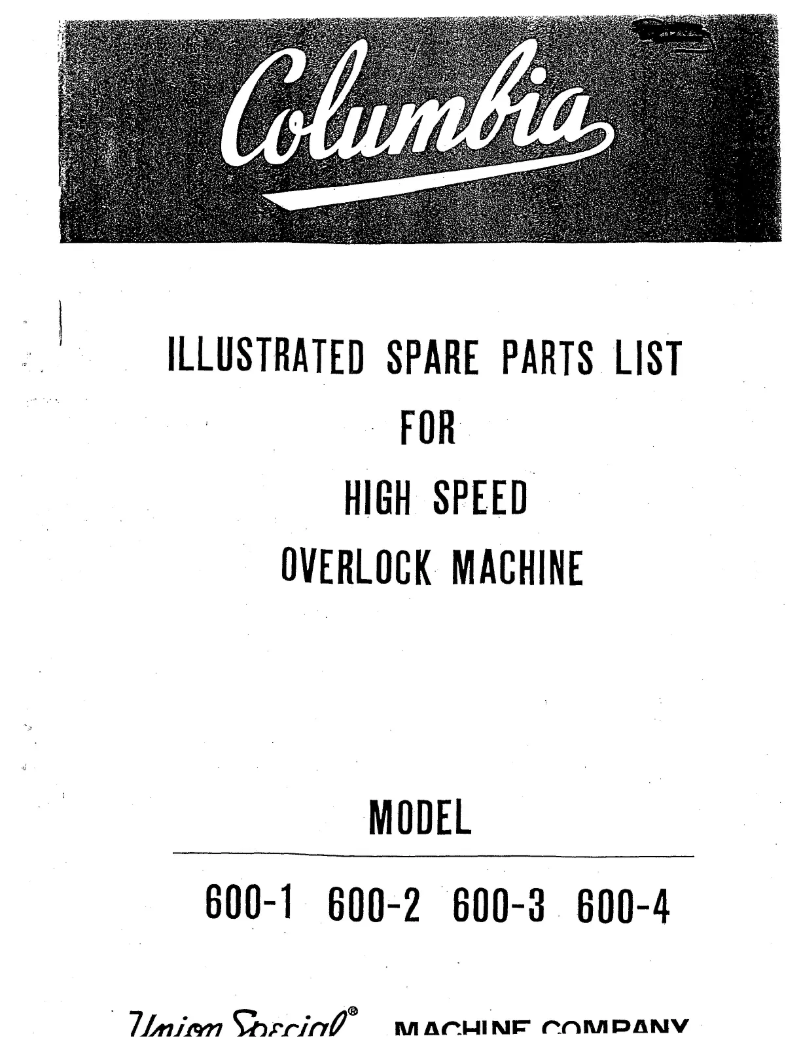Page n°1 - Manuel utilisateur Union Special 600-4