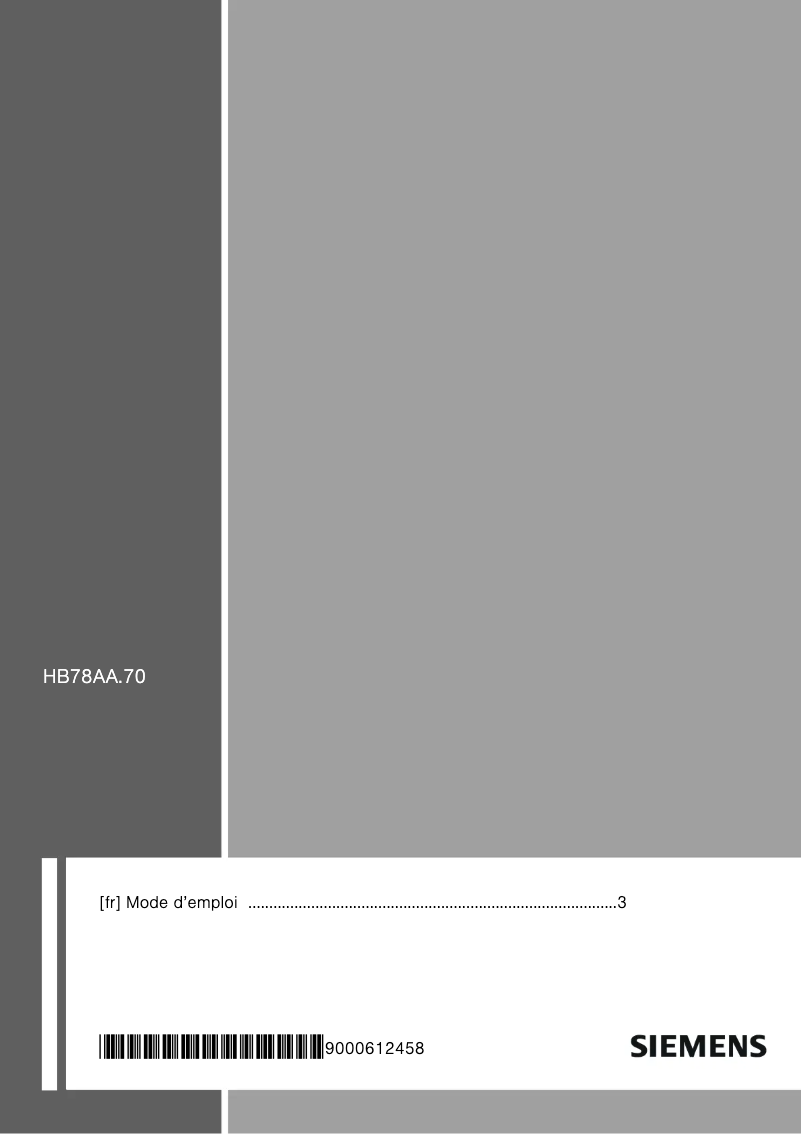 Page 1 de la notice Manuel utilisateur Siemens HB78AA570
