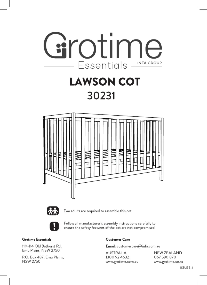 Page n°1 - Manuel utilisateur Grotime Lawson Cot