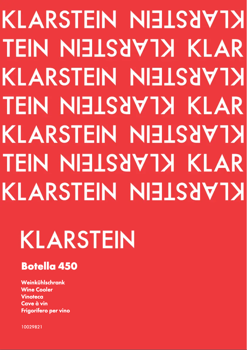 Page n°1 - Manuel utilisateur Klarstein Botella 450