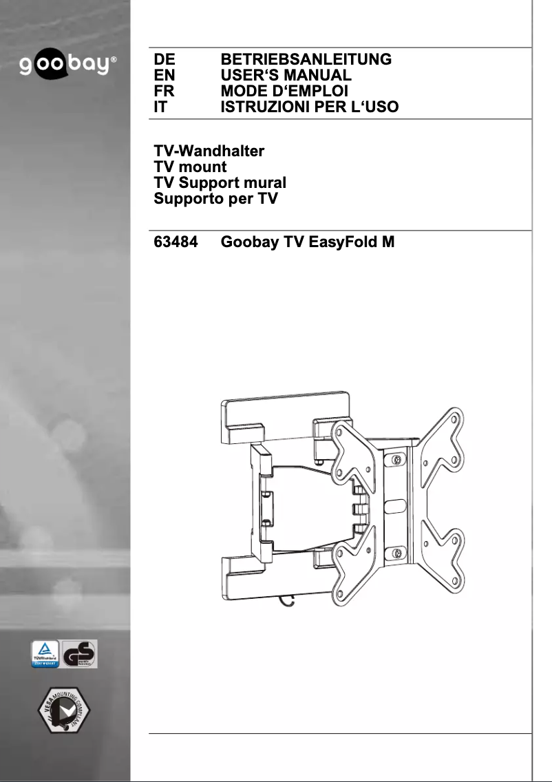 Page 1 de la notice Manuel utilisateur Goobay TV EasyFold M